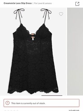 For Love And Lemons Black Floral Lace Slip Dress with Tie Straps